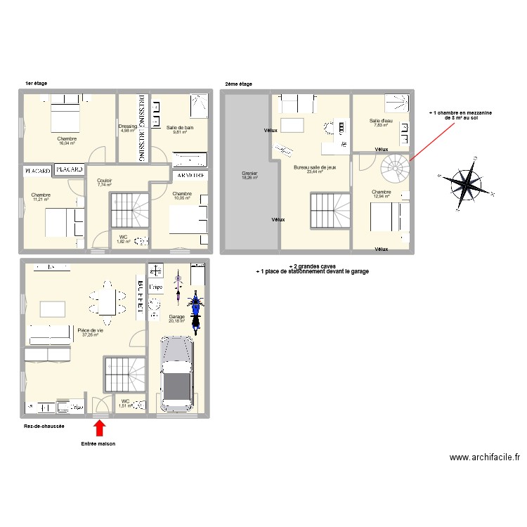 DUSSAUSSOIS. Plan de 17 pièces et 192 m2