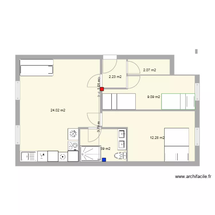 apartamendua berria sinple t3. Plan de 