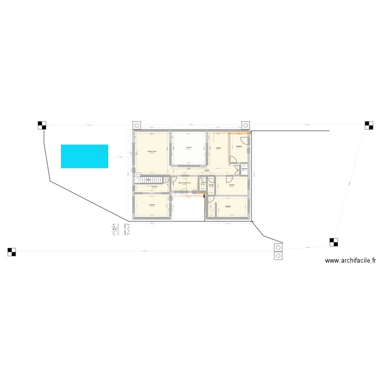 plan final EAUX. Plan de 20 pièces et 176 m2