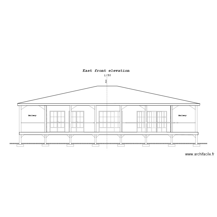 East front elevation. Plan de 0 pièce et 0 m2