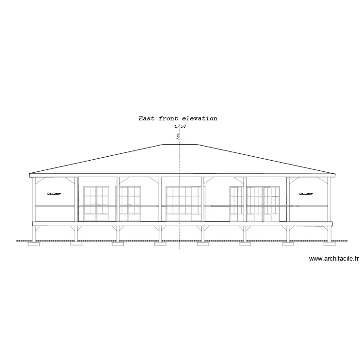 East front elevation. Plan de East front elevation. Plan de