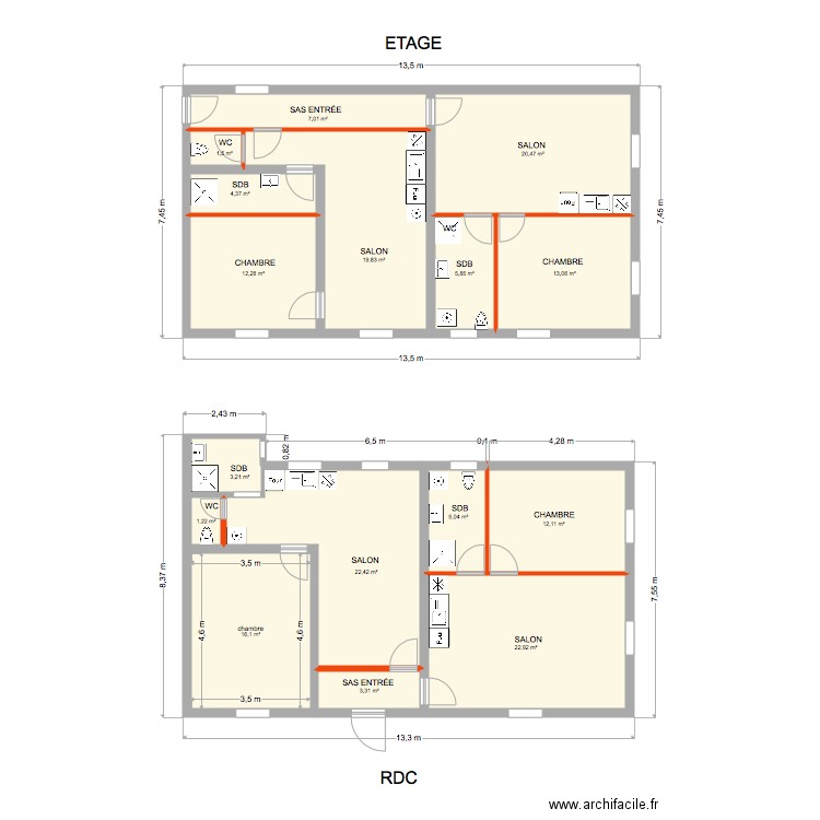 maison SCHNEIDER avec cotations version 2. Plan de 0 pièce et 0 m2