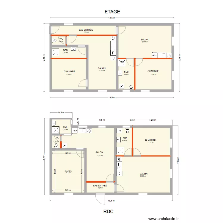 maison SCHNEIDER avec cotations version 2. Plan de maison SCHNEIDER avec cotations version 2. Plan de