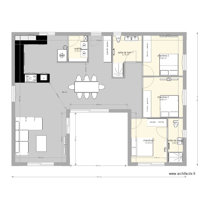 maison  en u. Plan de 0 pièce et 0 m2