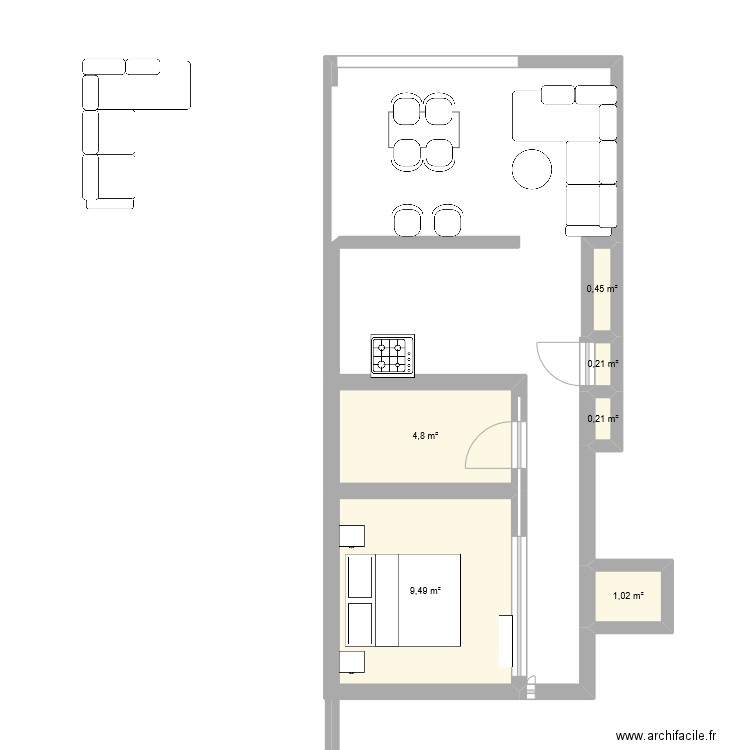 MTL PTEITAL2.0. Plan de 6 pièces et 16 m2