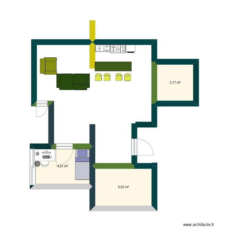 première maison que j'ai cree. Plan de 3 pièces et 13 m2