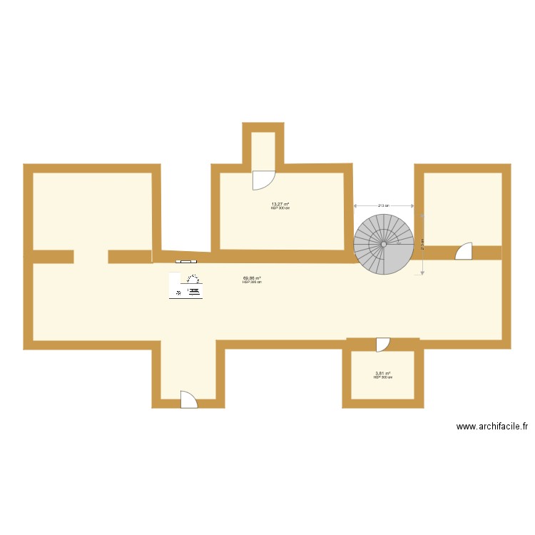 occitane. Plan de 3 pièces et 87 m2