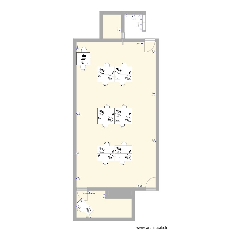 Open space . Plan de 4 pièces et 82 m2