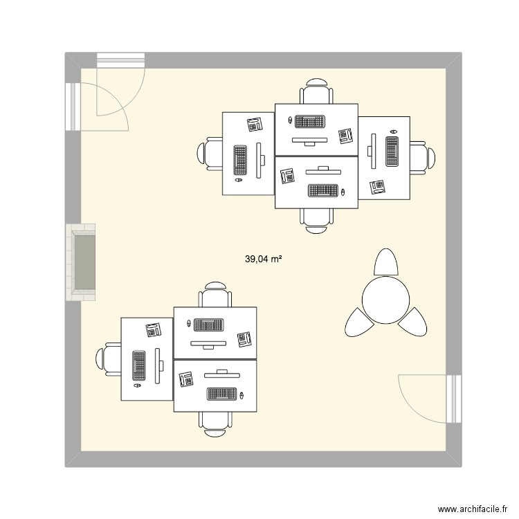 Bureau 2. Plan de 1 pièce et 39 m2