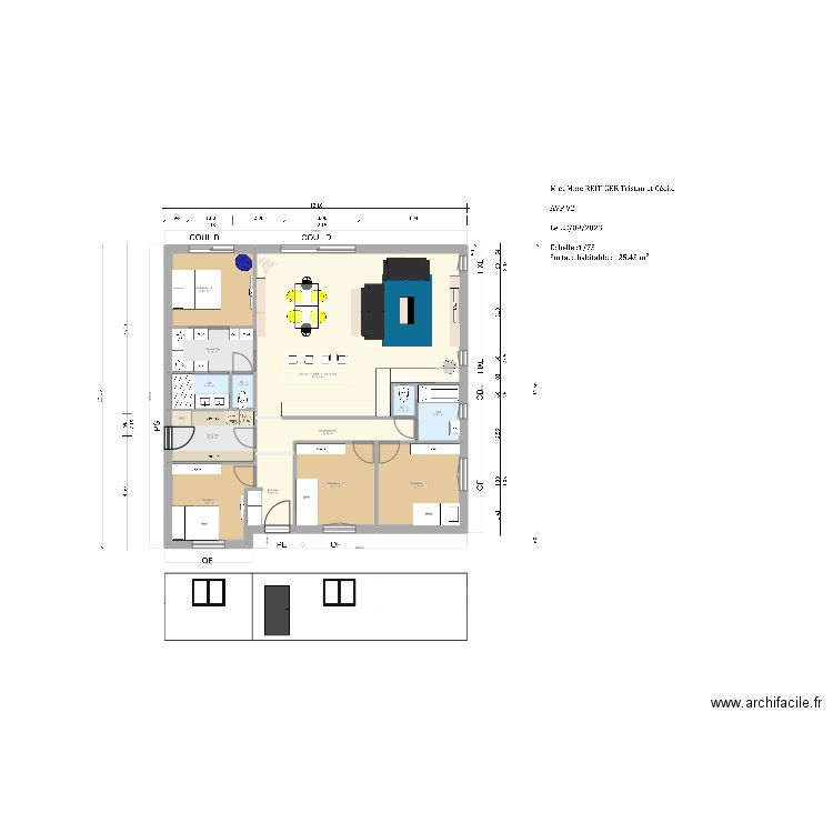 TEST SAVEAN / RECTANGLE TEST . Plan de 13 pièces et 125 m2