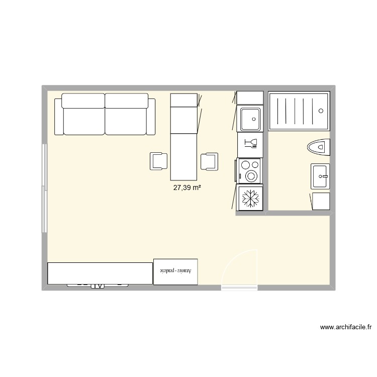 studio. Plan de 0 pièce et 0 m2