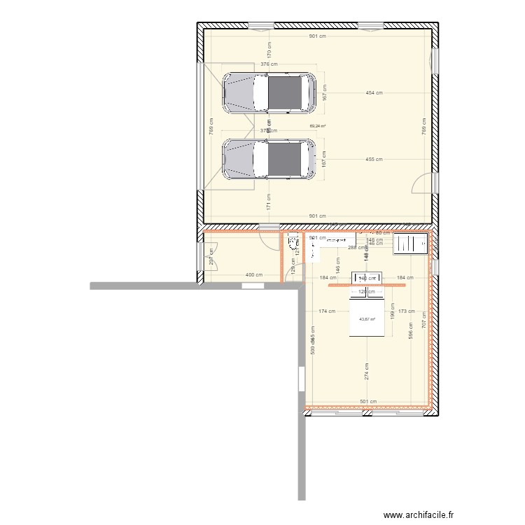 MONTFORTE. Plan de 2 pièces et 113 m2