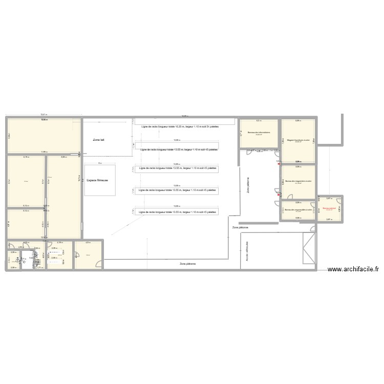 Cotations des pièces à créer. Plan de 11 pièces et 425 m2