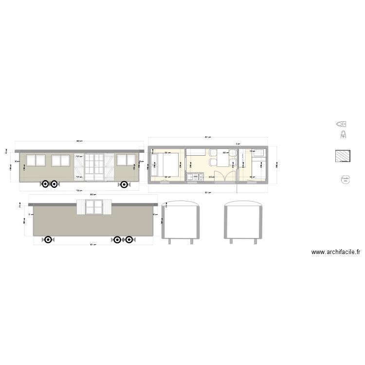 roulotte porte double 8m perrier24. Plan de 4 pièces et 48 m2