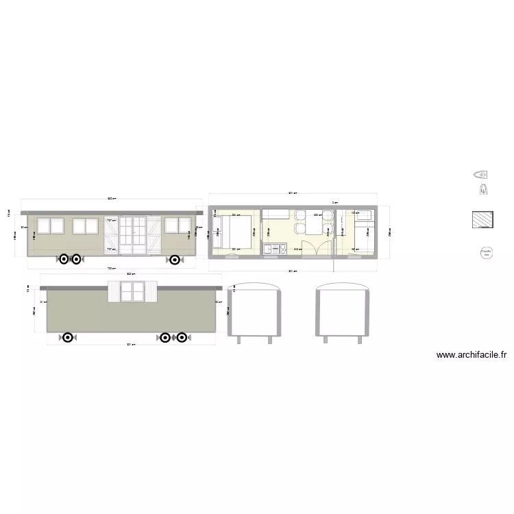 roulotte porte double 8m perrier24. Plan de 