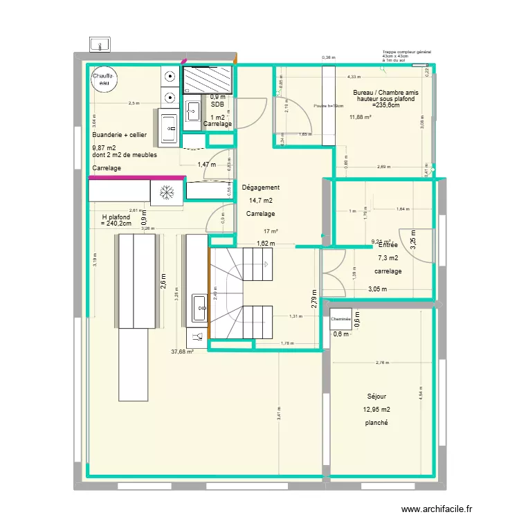 Bureau pour archi. Plan de 31  et 197 m²
