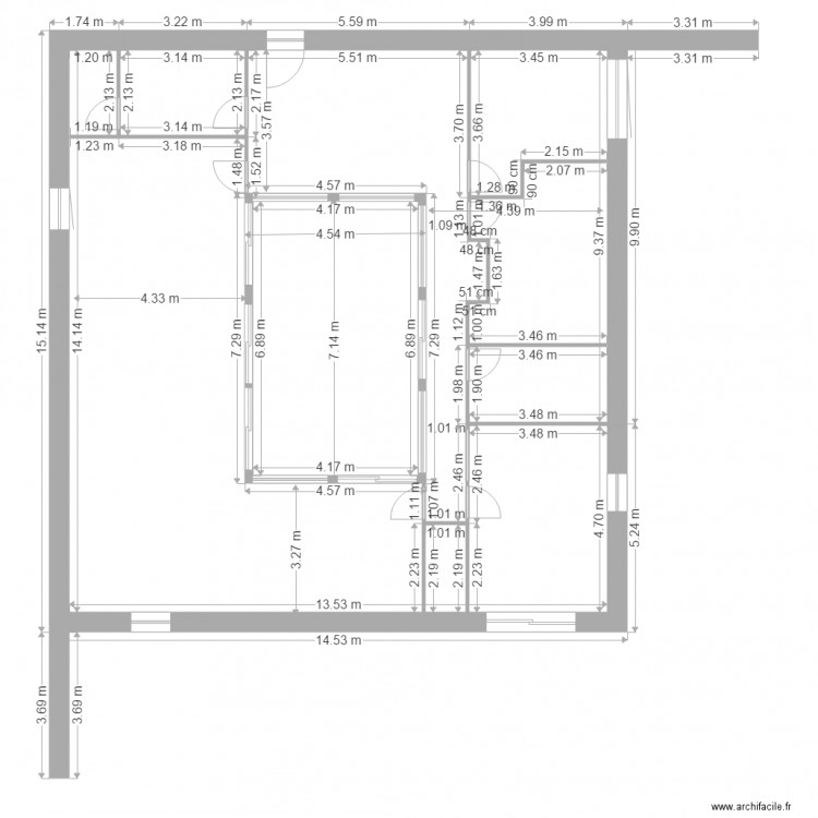 CARRE cotes generaes. Plan de 0 pièce et 0 m2