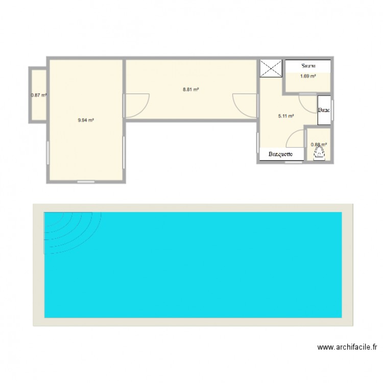 Cabane jardin Béchet 1 piscine. Plan de 0 pièce et 0 m2