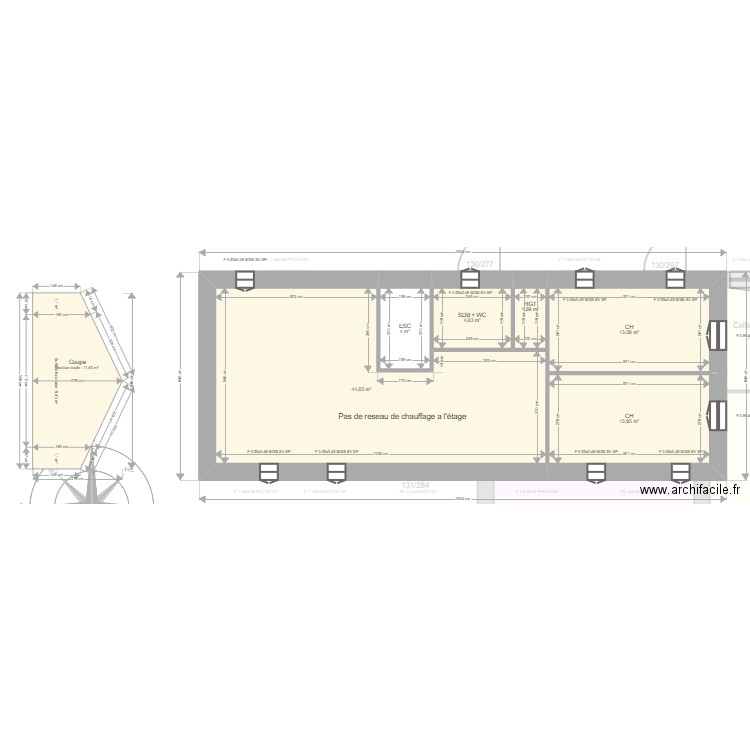 Saint loubert . Plan de 18 pièces et 268 m2