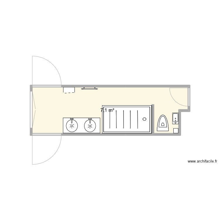 Salle de bain 6. Plan de 1 pièce et 7 m2