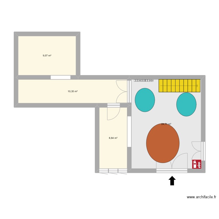 RDF accueil zones chaudes/froides. Plan de 4 pièces et 51 m2