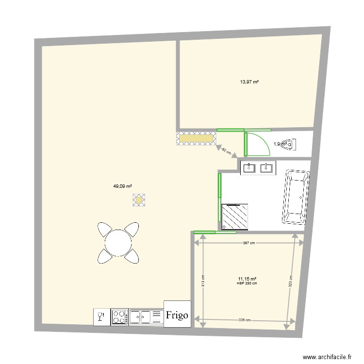 Ebauche 3. Plan de 7 pièces et 83 m2