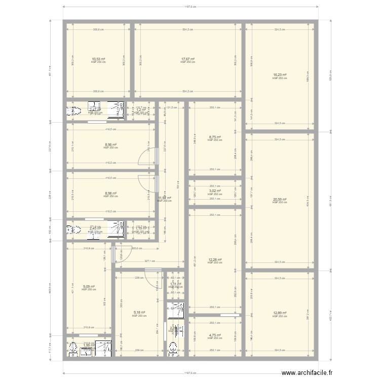 villa plain pieds janv 22. Plan de 21 pièces et 167 m2