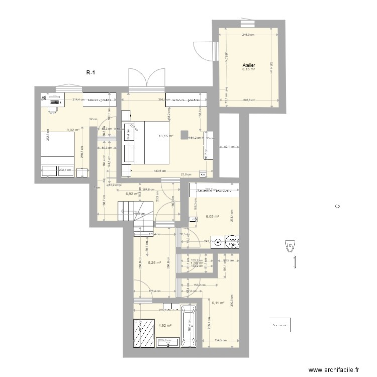 Plan R moins 1 escalier ok bis. Plan de 0 pièce et 0 m2