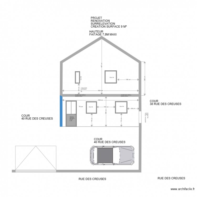 PLAN COUR AVEC BATIMENT EXISTANT. Plan de 0 pièce et 0 m2