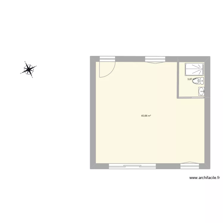 plan 9.5x7 ext. Plan de 2 Pièces et 44 m² plan 9.5x7 ext. Plan de 2 Pièces et 44 m²