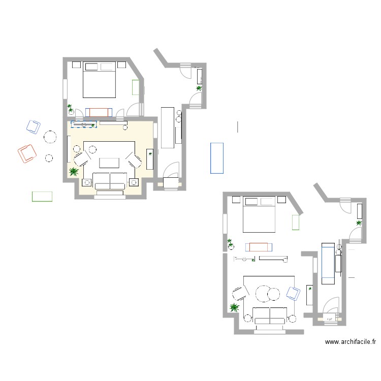 Caroline Caisse. Plan de 3 pièces et 22 m2