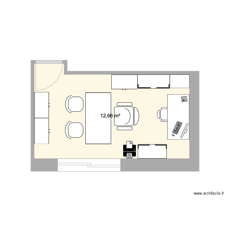 Bureau v7. Plan de 1 pièce et 13 m2