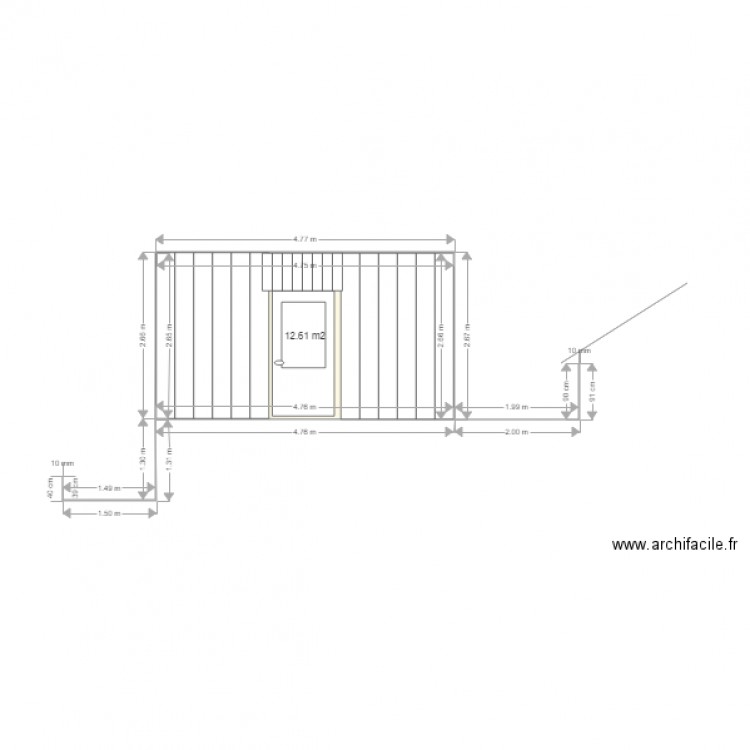 facade ouest 2. Plan de 1 pièce et 13 m2