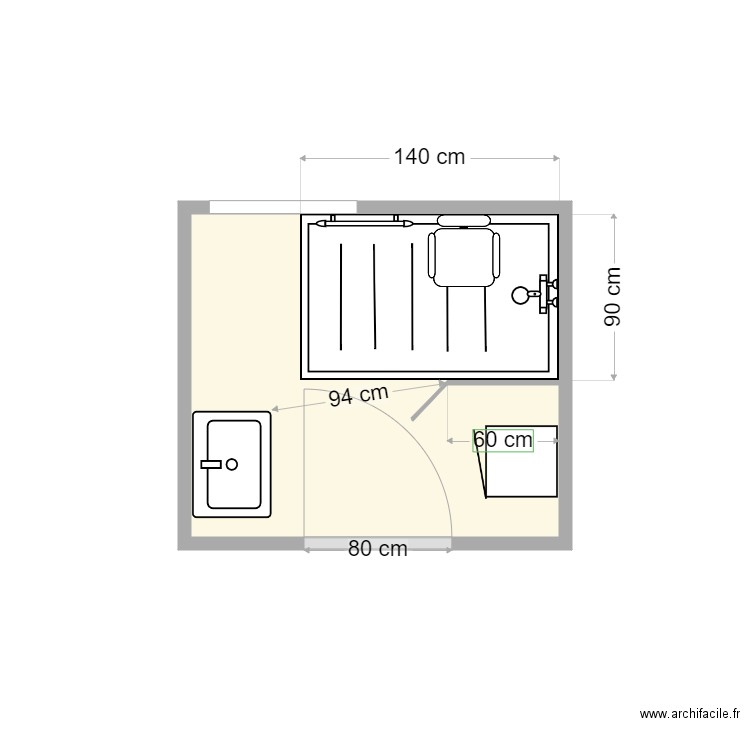 plan après travaux corre2. Plan de 1 pièce et 3 m2