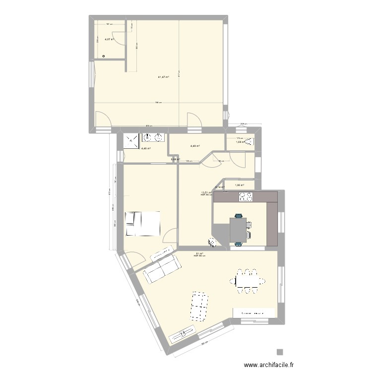 Dalmais bas Cuisine V3. Plan de 10 pièces et 133 m2