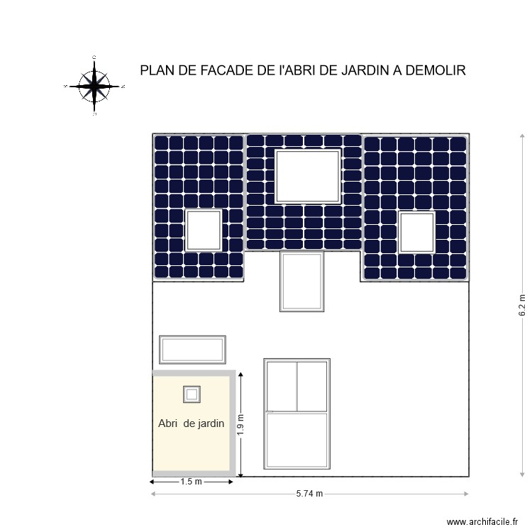 Façade  Est Existant. Plan de 0 pièce et 0 m2