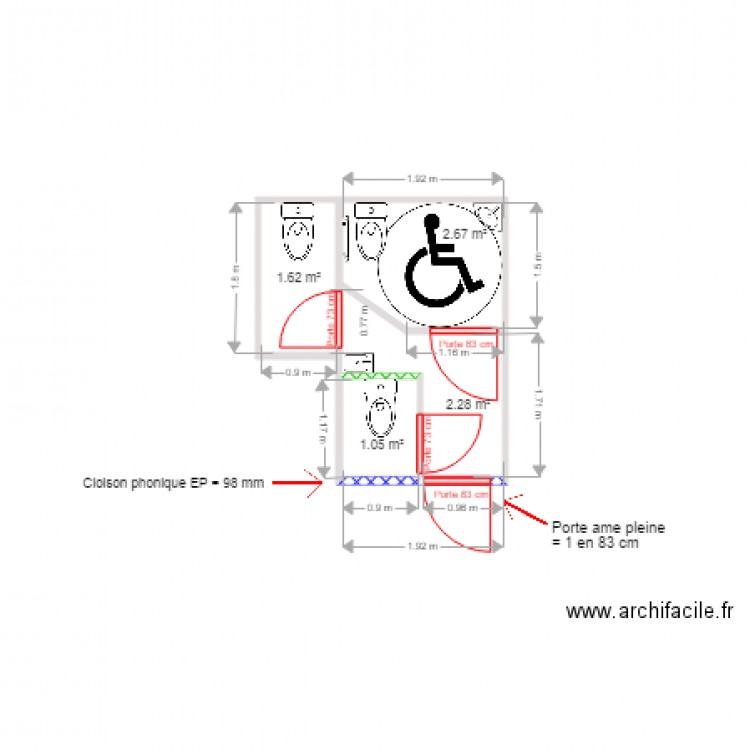 plan WC . Plan de 0 pièce et 0 m2