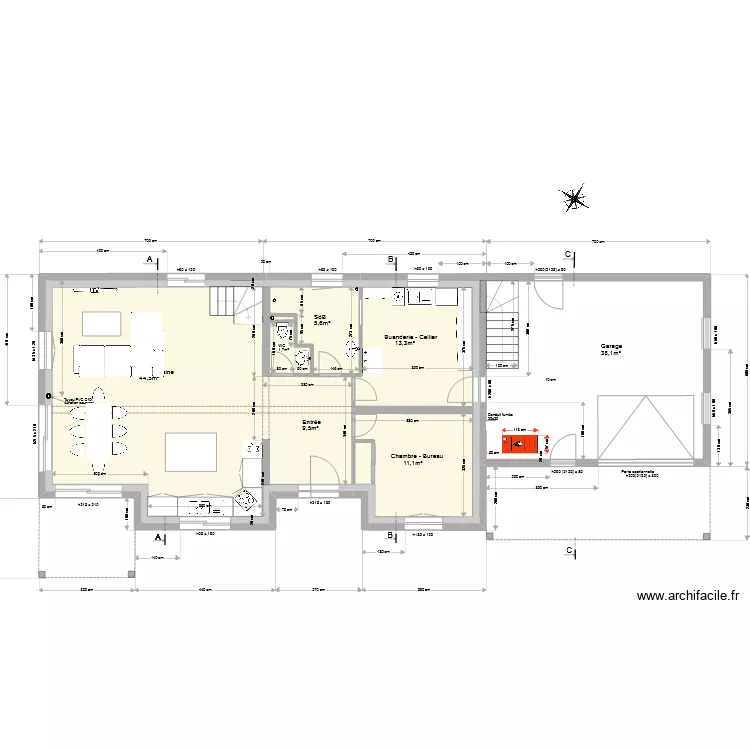 Rez de Chauss&eacute;e - Meubl&eacute;. Plan de 