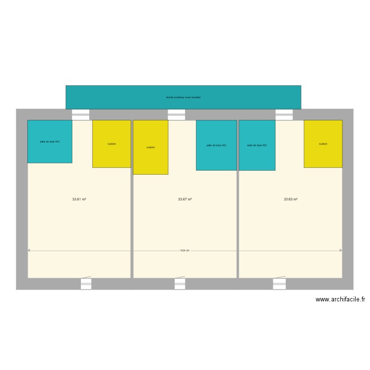 grenier 3 studios. Plan de 0 pièce et 0 m2