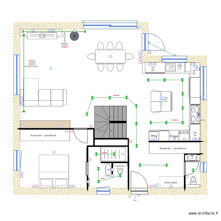 Plan élec RDC . Plan de 0 pièce et 0 m2