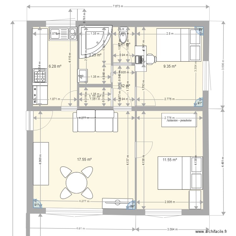 maison. Plan de 8 pièces et 52 m2