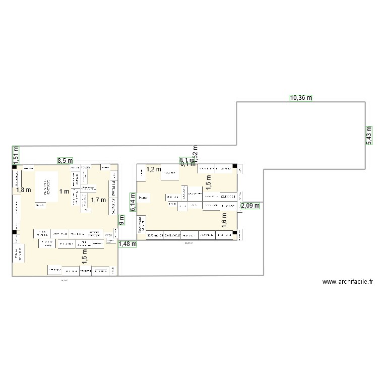 PREPA V2. Plan de 2 pièces et 126 m2