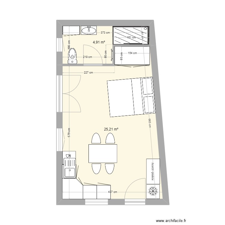 Bussière garage113a. Plan de 2 pièces et 30 m2