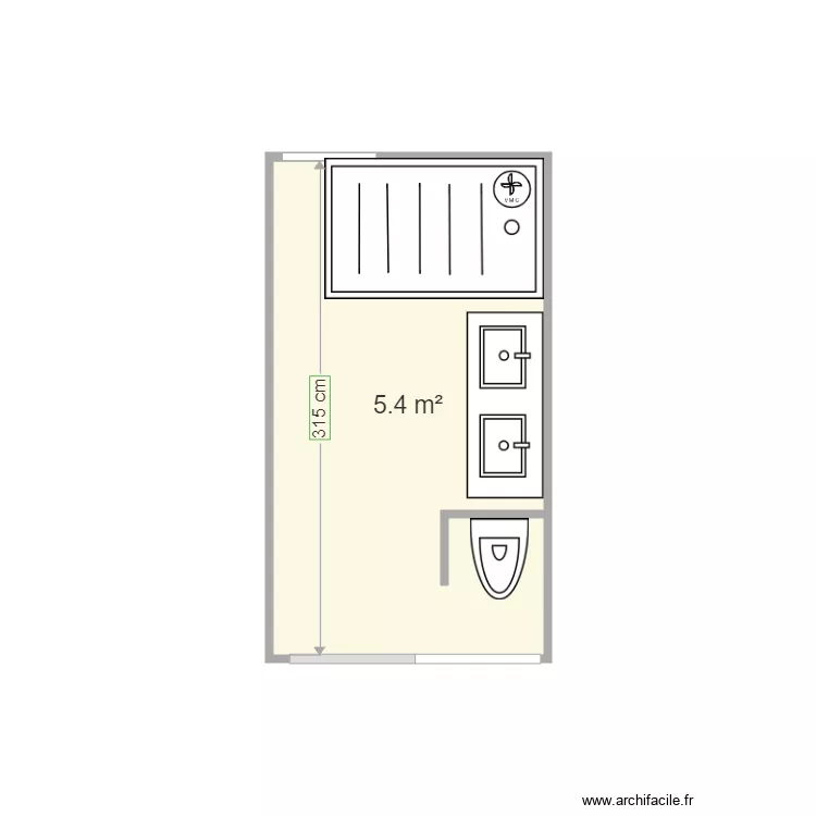 SDB et WC. Plan de SDB et WC. Plan de
