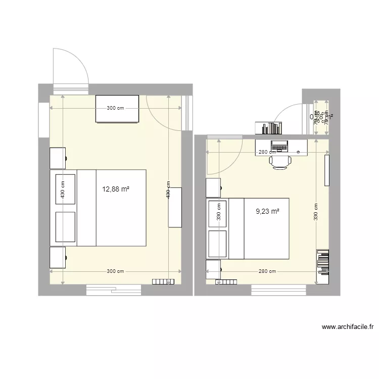 chambre 3. Plan de 3 pièces et 22 m² chambre 3. Plan de 3 pièces et 22 m²