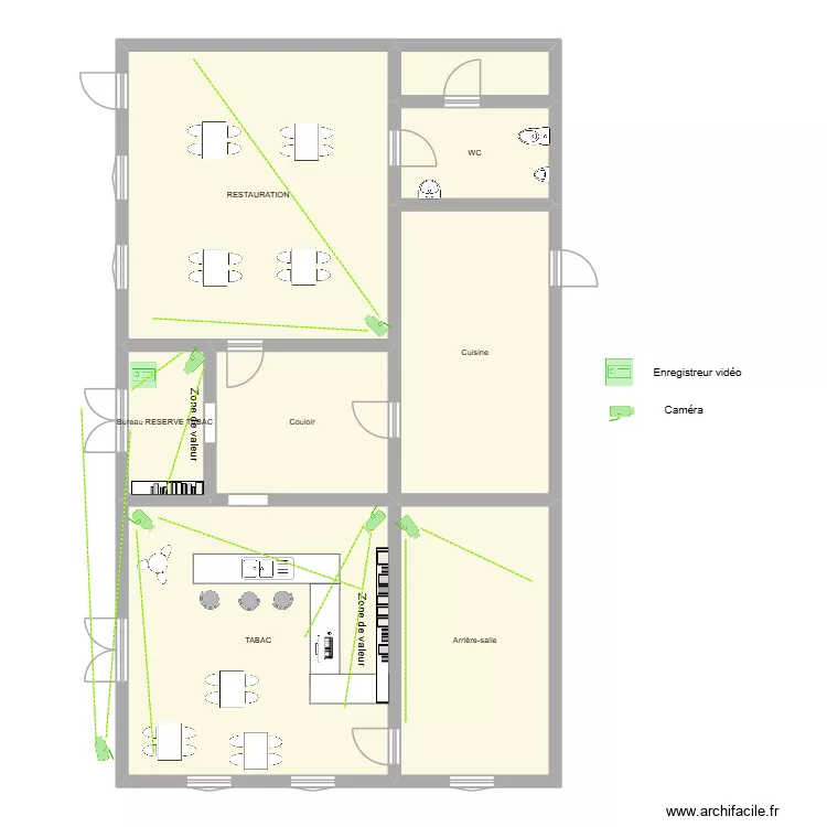 TABAC O SAINS SIRES video protection. Plan de 