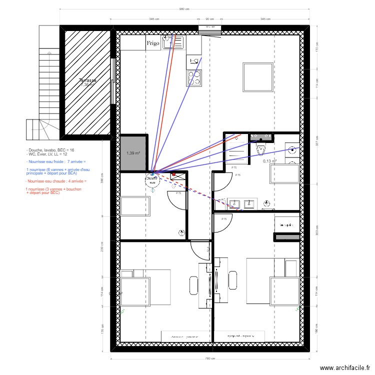 MAISON ETAGE PLOMBERIE. Plan de 0 pièce et 0 m2