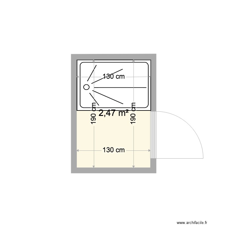 salle d eau nantes. Plan de 1 pièce et 2 m2