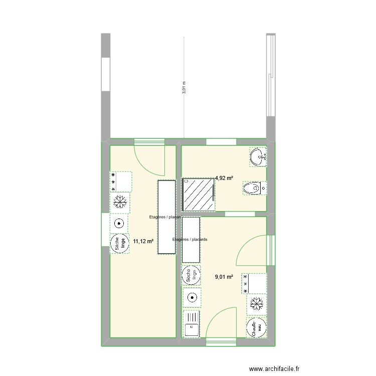 Buanderie. Plan de 0 pièce et 0 m2