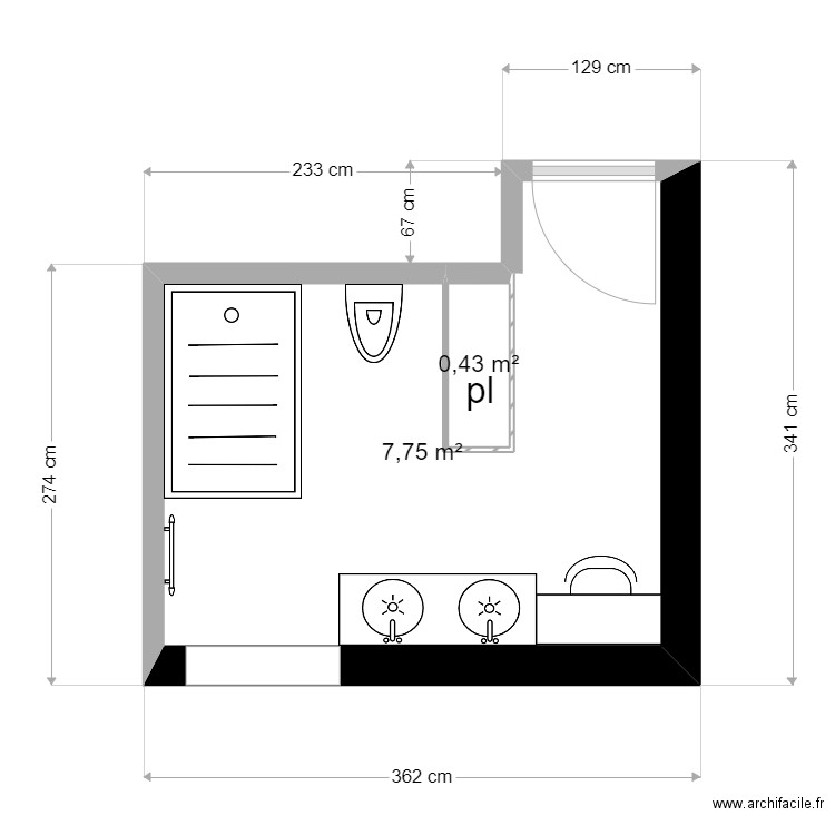 SDB version 2. Plan de 0 pièce et 0 m2